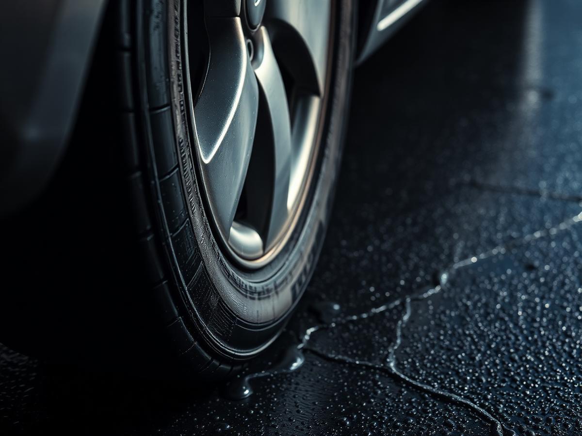 New tire with deep tread after replacement at Midas